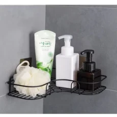 black multifunctional wall corner bathroom rack