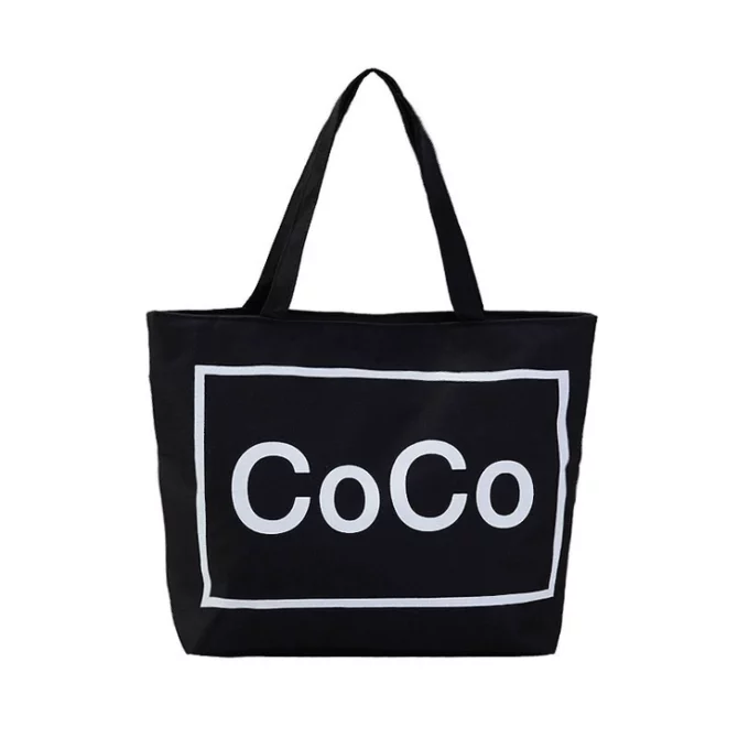 coco students black tote bag design