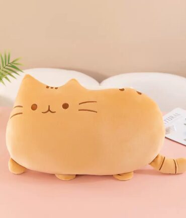 brown decorative cat plushie pillow